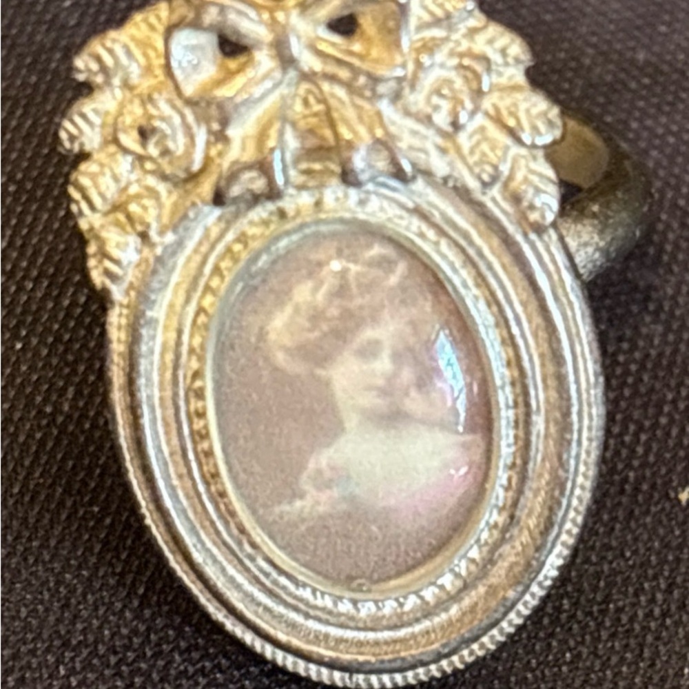 Victorian Photo Mourning Ring  Adjustable